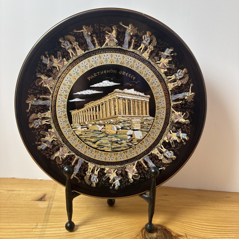 24k Gold Hand made in Greece - Parthenon Greece - Decor plate 9.5" Athens